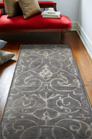 Bashian Greenwich R129-HG305 Grey Area Rug Runner Room Scene