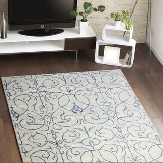 Bashian Greenwich R129-HG305 Ivory/Blue Area Rug Room Scene Feature