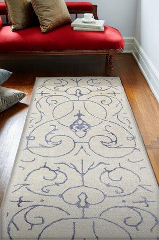 Bashian Greenwich R129-HG305 Ivory/Blue Area Rug Runner Room Scene