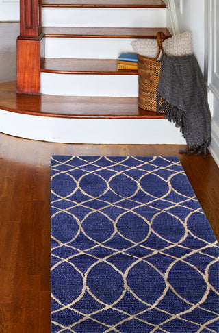 Bashian Greenwich R129-HG300 Navy Area Rug Runner Room Scene