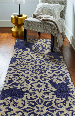 Bashian Greenwich R129-HG315 Navy Area Rug Runner Room Scene