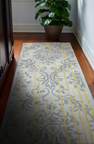 Bashian Greenwich R129-HG327 Silver Area Rug Runner Room Scene Feature