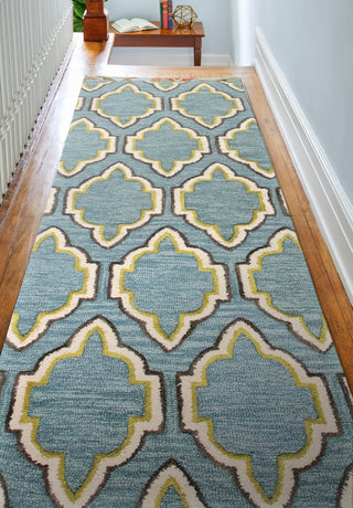 Bashian Verona R130-LC134 Aqua Area Rug Runner Room Scene