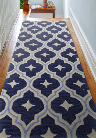 Bashian Verona R130-LC148 Navy Area Rug Runner Room Scene Feature