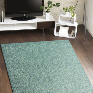 Bashian Verona R130-LC157 Teal Area Rug Room Scene Feature