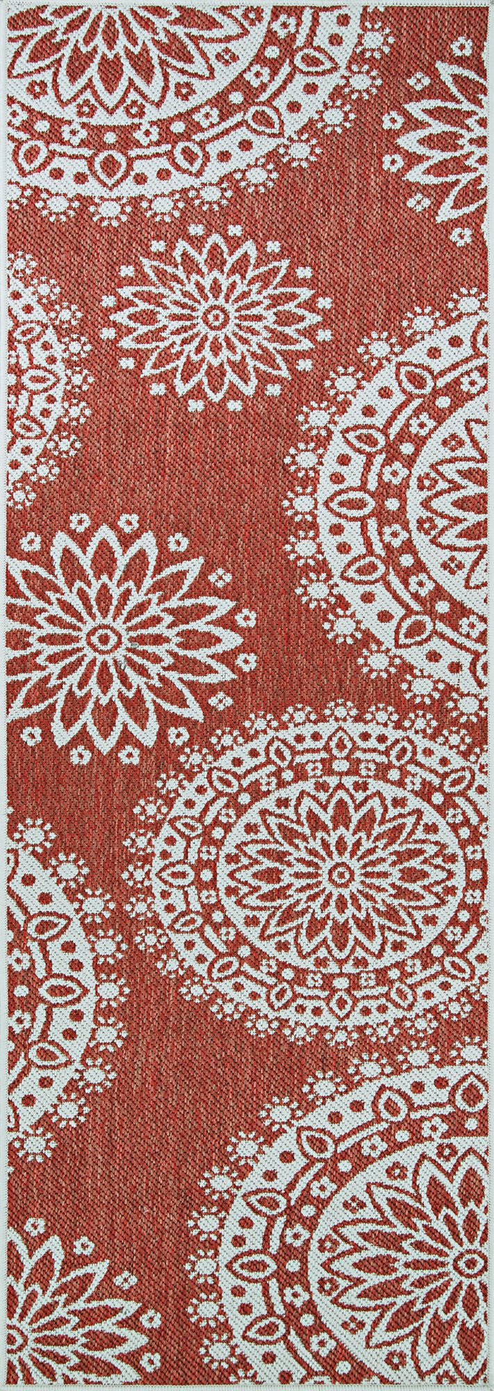 Couristan Outdurables Flower Festival Coral and Dune Area Rug