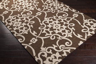 Surya Rain RAI-1105 Chocolate Hand Hooked Area Rug 5x8 Corner