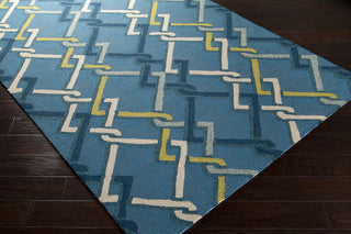 Surya Rain RAI-1123 Teal Hand Hooked Area Rug 5x8 Corner