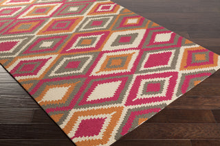 Surya Rain RAI-1207 Hot Pink Hand Hooked Area Rug 5x8 Corner
