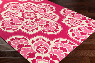 Surya Rain RAI-1268 Bright Pink Cream Area Rug Mirror Corner Image