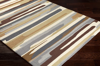 Surya Rain RAI-1269 Cream Medium Gray Charcoal Khaki Camel Dark Brown Area Rug Mirror Corner Image