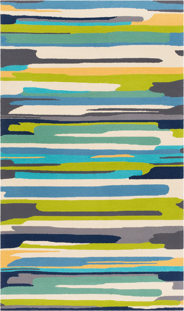Surya Rain RAI-1270 Emerald Lime Bright Yellow Sky Blue Navy Aqua Medium Gray Cream Area Rug main image