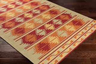Surya Rain RAI-1273 Moss Burnt Orange Dark Red Bright Yellow Area Rug Mirror Corner Image