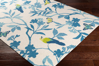 Surya Rain RAI-1275 Bright Blue Cream Sky Dark Lime Yellow Medium Gray Area Rug Mirror Corner Image