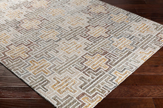 Surya Robin RBI-1000 Sage Dark Green White Mustard Tan Brown Burnt Orange Taupe Area Rug Mirror Corner Image