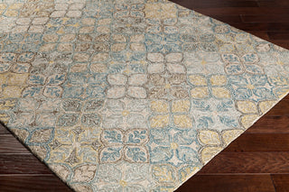 Surya Robin RBI-1005 Teal Sage Taupe Dark Brown Cream Olive Beige Area Rug Mirror Corner Image