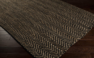 Surya Reeds REED-805 Black Area Rug 5x8 Corner