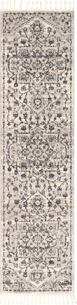 Surya Restoration REO-2301 Light Gray Charcoal Black Cream Taupe Medium Area Rug Runner Image