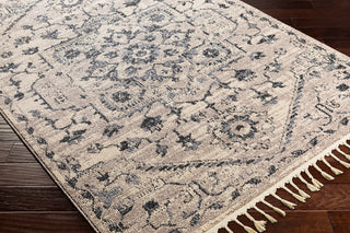 Surya Restoration REO-2301 Light Gray Charcoal Black Cream Taupe Medium Area Rug Corner Image