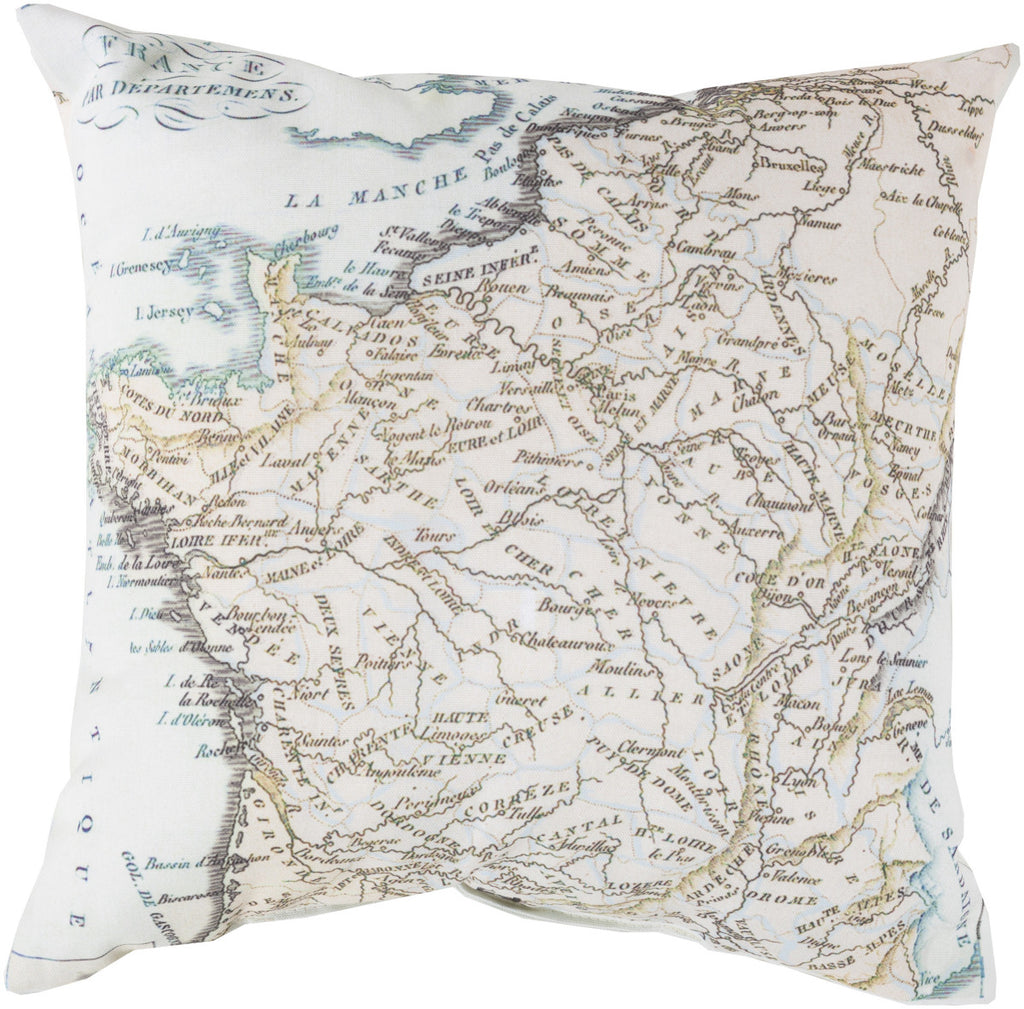 Surya Rain Mapped in Magnificence RG-129 Pillow 18 X 18 X 4 Poly filled