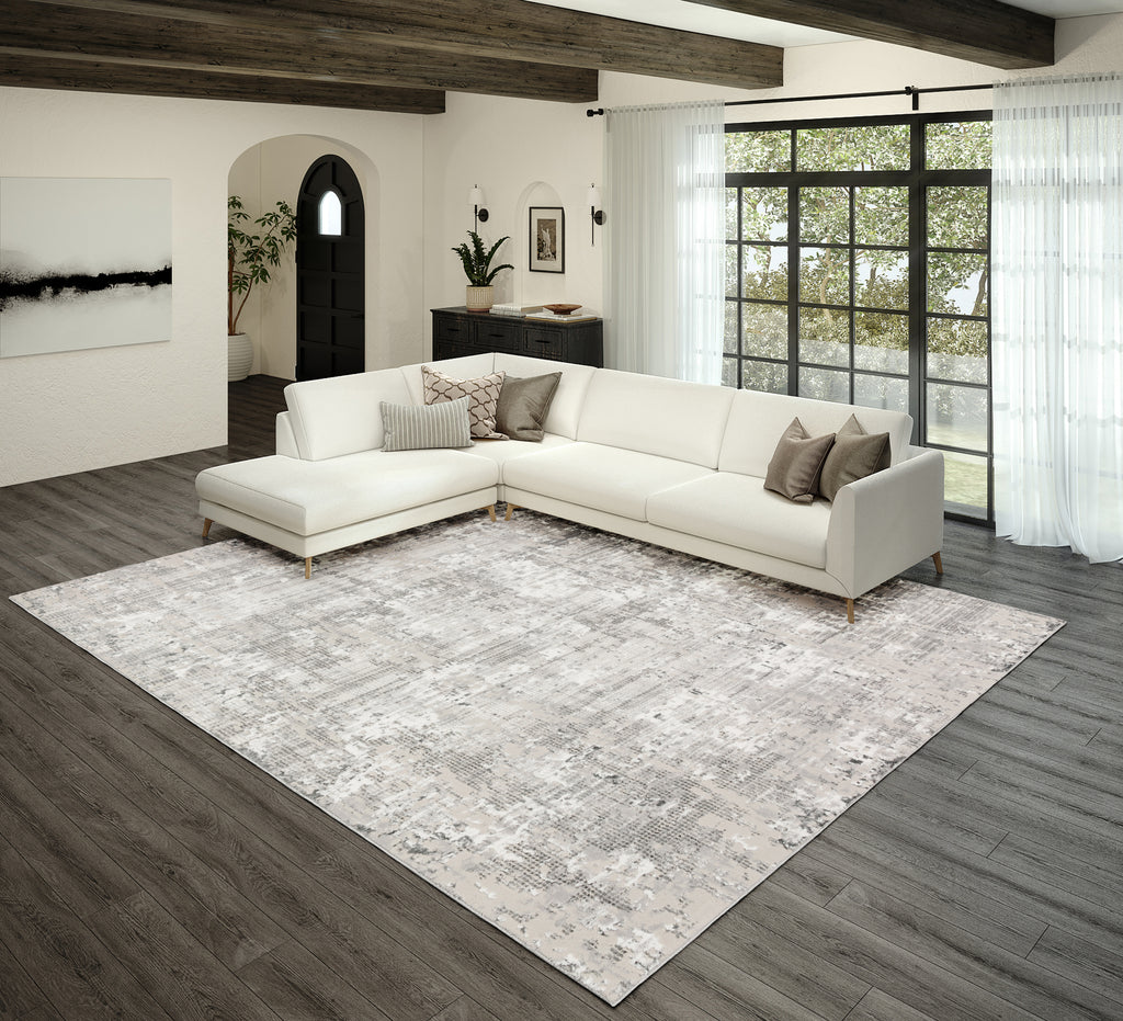 Dalyn Rhodes RR3 Silver Area Rug Room Image Feature
