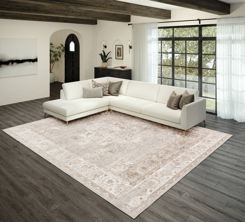 Dalyn Rhodes RR6 Taupe Area Rug Room Image Feature