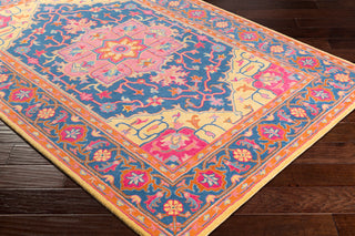Surya Rajhari RJH-1001 Denim Bright Pink Orange Yellow Teal Khaki Coral Area Rug Corner Image