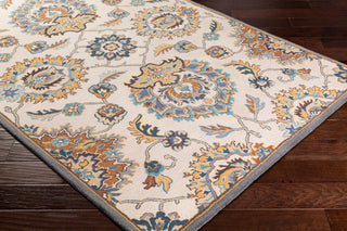 Surya Rajhari RJH-1003 Khaki Charcoal Mustard Dark Brown Navy Aqua Bright Blue Area Rug Corner Image