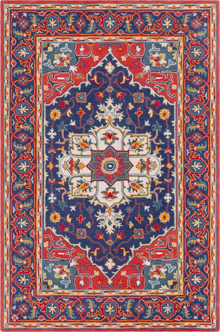 Surya Rajhari RJH-1007 Navy Bright Red Brick Teal Mustard Burnt Orange Beige Denim Area Rug main image