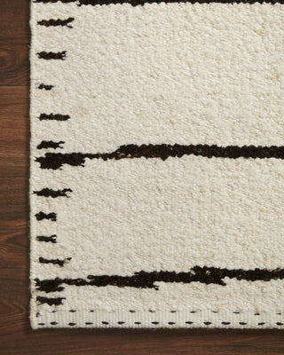 Loloi Roman ROM-05 Ivory/Black Area Rug Corner On Wood