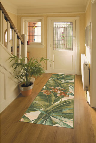 Trans Ocean Marina 8064/12 Tropical Leaf Ivory Area Rug by Liora Manne