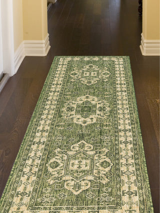 Trans Ocean Carmel 8409/06 Kilim Green Area Rug by Liora Manne