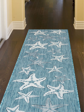 Trans Ocean Carmel 8415/04 Starfish Blue Area Rug by Liora Manne