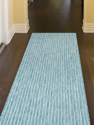 Trans Ocean Carmel 8422/04 Texture Stripe Blue Area Rug by Liora Manne