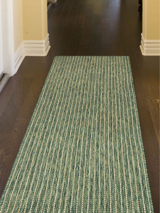 Trans Ocean Carmel 8422/06 Texture Stripe Green Area Rug by Liora Manne