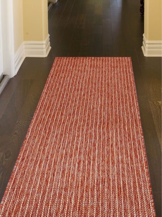 Trans Ocean Carmel 8422/24 Texture Stripe Red Area Rug by Liora Manne