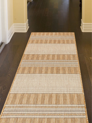 Trans Ocean Carmel 8435/12 Stripe Khaki Area Rug by Liora Manne