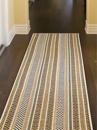 Trans Ocean Carmel 8473/12 Rope Stripe Tan Area Rug by Liora Manne