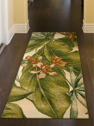 Trans Ocean Marina 8064/12 Tropical Leaf Ivory Area Rug by Liora Manne