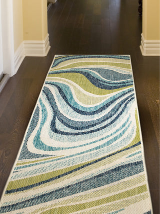 Trans Ocean Portofino 7081/04 Tides Blue Area Rug by Liora Manne