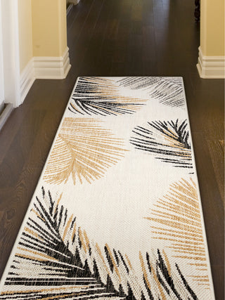 Trans Ocean Portofino 7082/12 Palm Border Natural Area Rug by Liora Manne