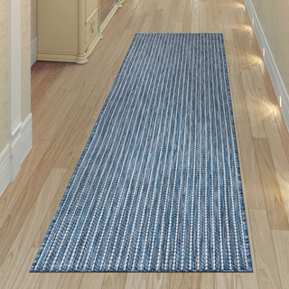 Trans Ocean Carmel 8422/33 Texture Stripe Navy Area Rug by Liora Manne