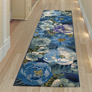 Trans Ocean Marina 8066/03 Flower Field Blue Area Rug by Liora Manne