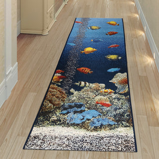 Trans Ocean Marina 8078/04 Aquarium Blue Area Rug by Liora Manne