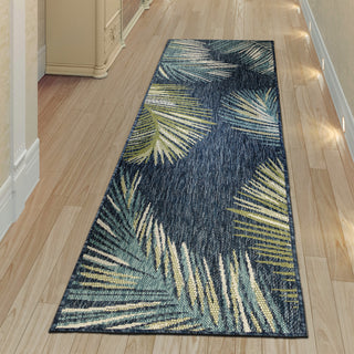 Trans Ocean Portofino 7082/33 Palm Border Navy Area Rug by Liora Manne