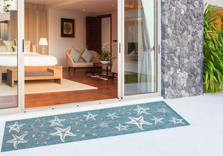 Trans Ocean Carmel 8415/04 Starfish Blue Area Rug by Liora Manne