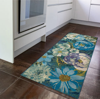 Trans Ocean Marina 8066/03 Flower Field Blue Area Rug by Liora Manne