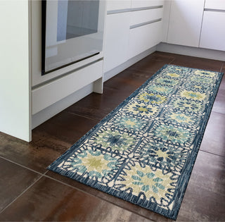 Trans Ocean Portofino 7061/04 Boho Tiles Blue Area Rug by Liora Manne