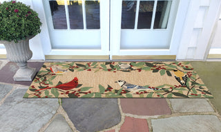 Trans Ocean Frontporch 4500/12 Bird Border Natural Area Rug by Liora Manne