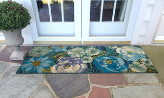 Trans Ocean Marina 8066/03 Flower Field Blue Area Rug by Liora Manne